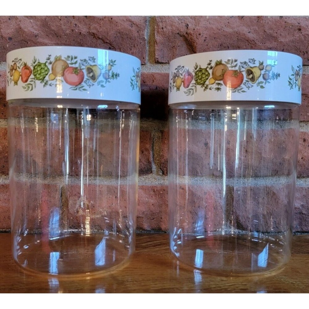 Vintage Pyrex Spice of Life Glass Canister Kitchen Storage Vegetables Farmhouse